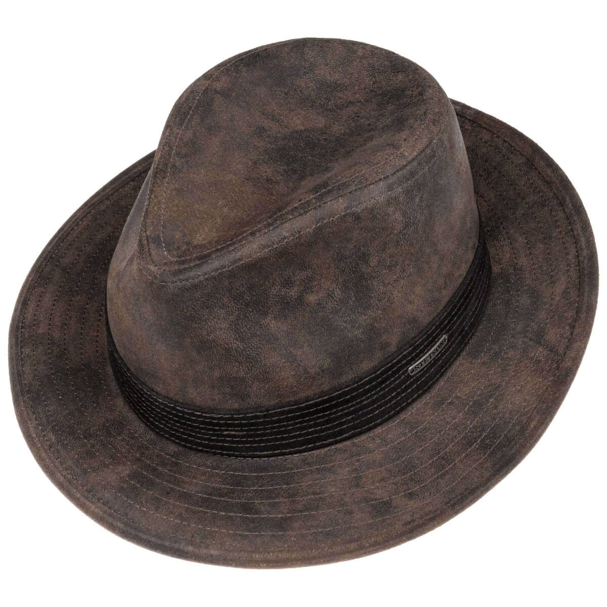 Stetson Jacky Pigskin Traveller Leather Hat Brown