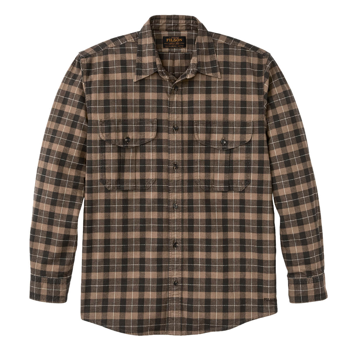 Filson Alaskan Guide Shirt Light Brown and Peat