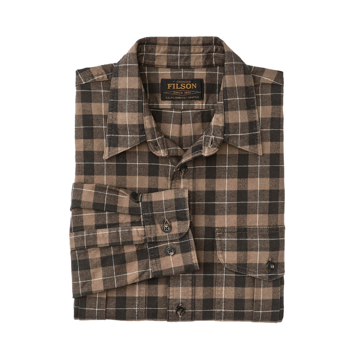 Filson Alaskan Guide Shirt Light Brown and Peat