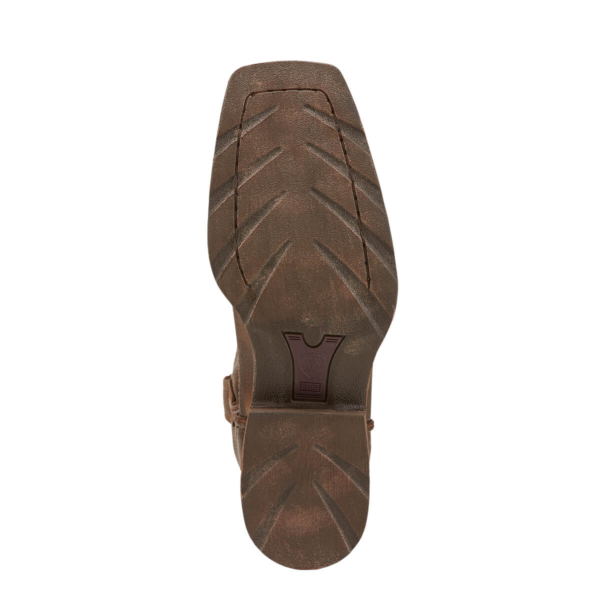 Brown leather boot sole on a beige background