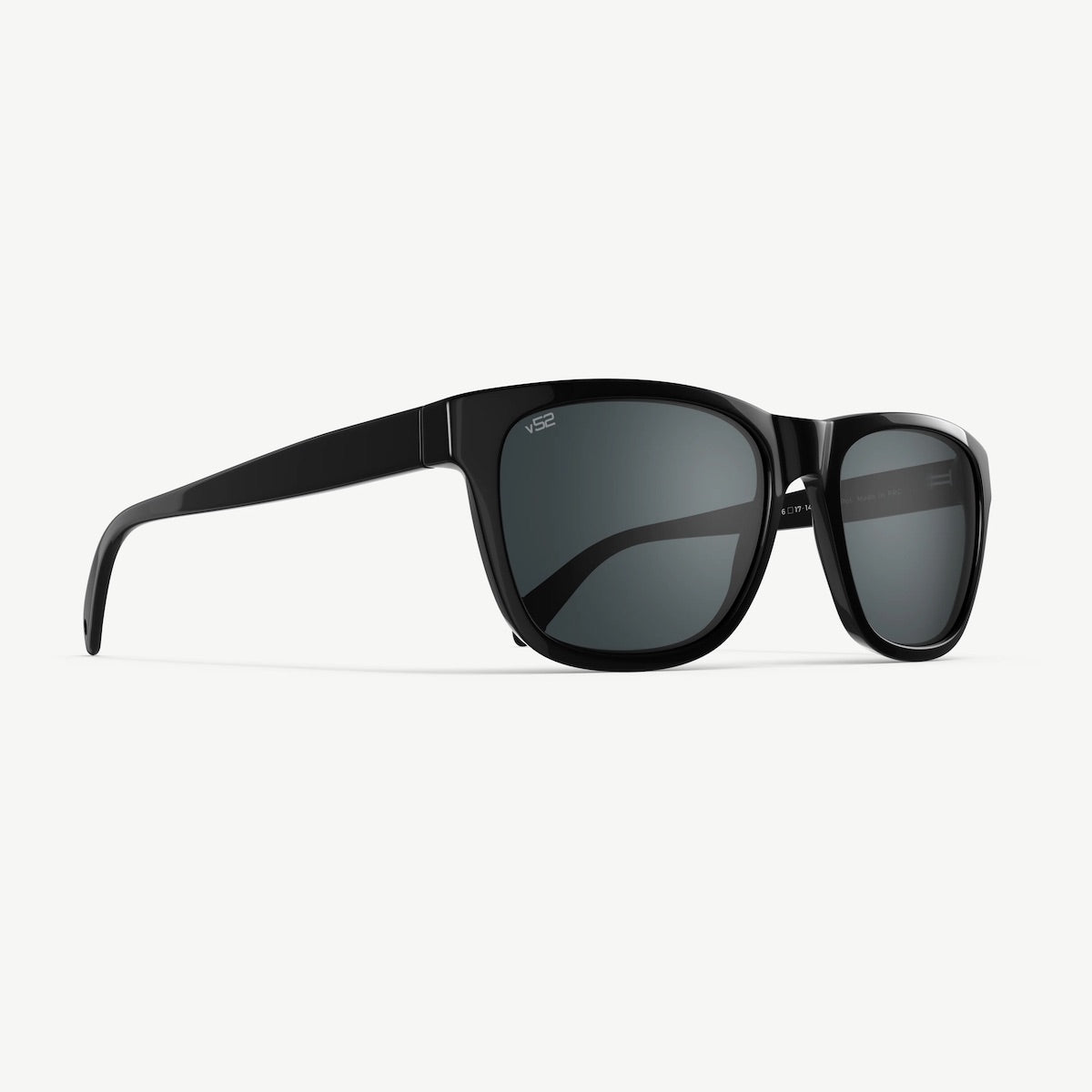 Black Vallon sunglasses with dark lenses on a white background