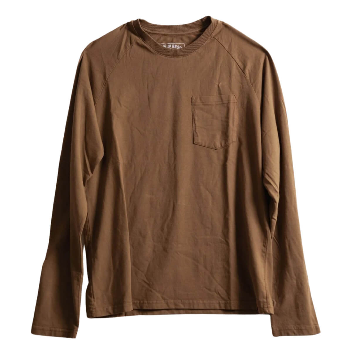 Faded Pocket Raglan Long Sleeve T-Shirt Brown