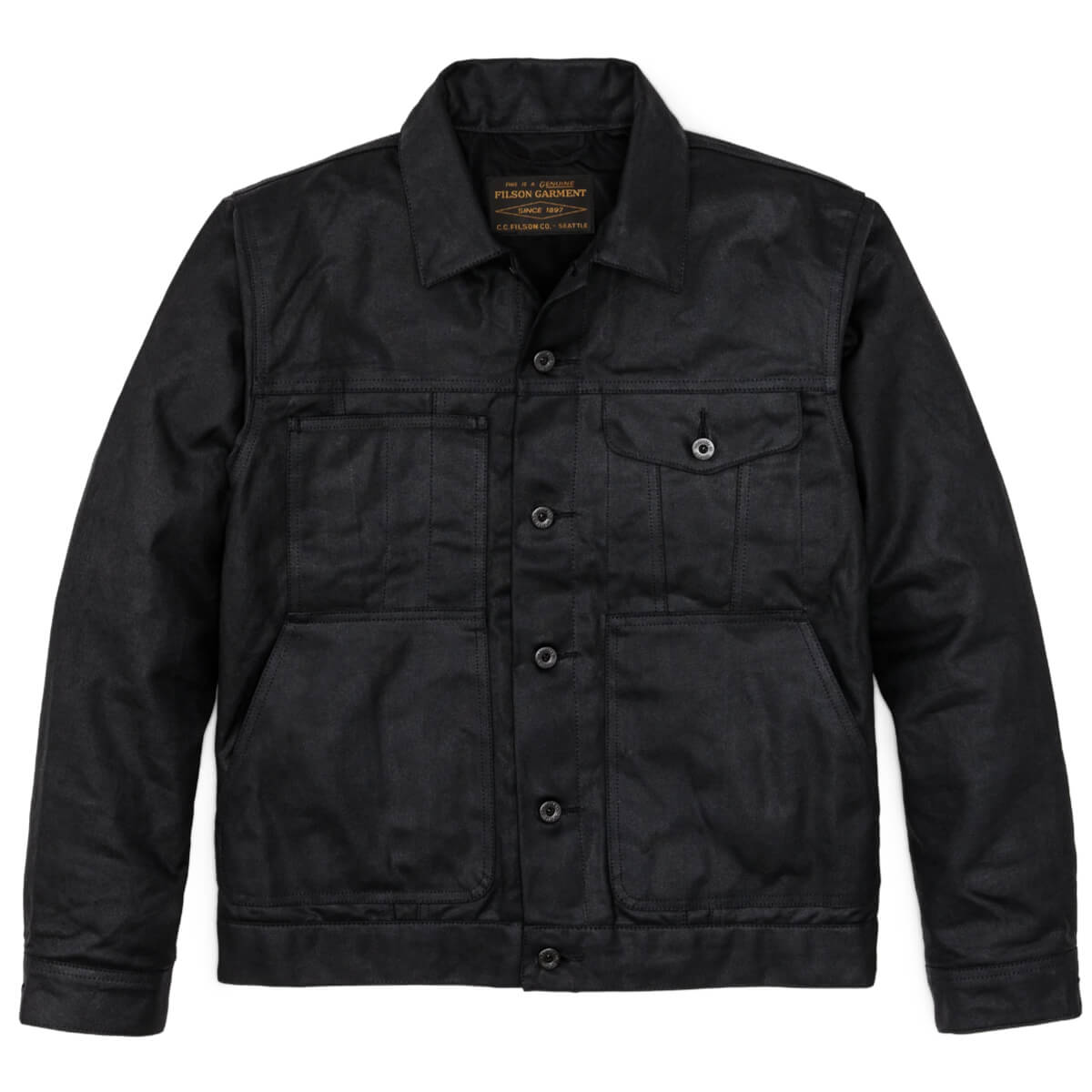 Filson Tin Cloth Short Lined Cruiser Jacket Black