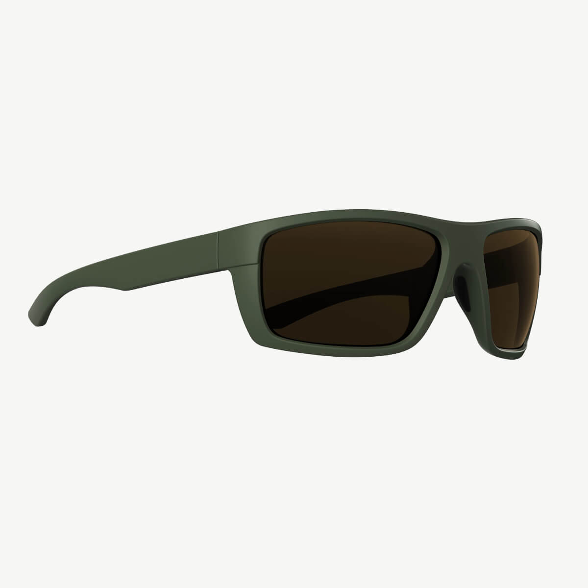 Green sunglasses with dark lenses on a white background