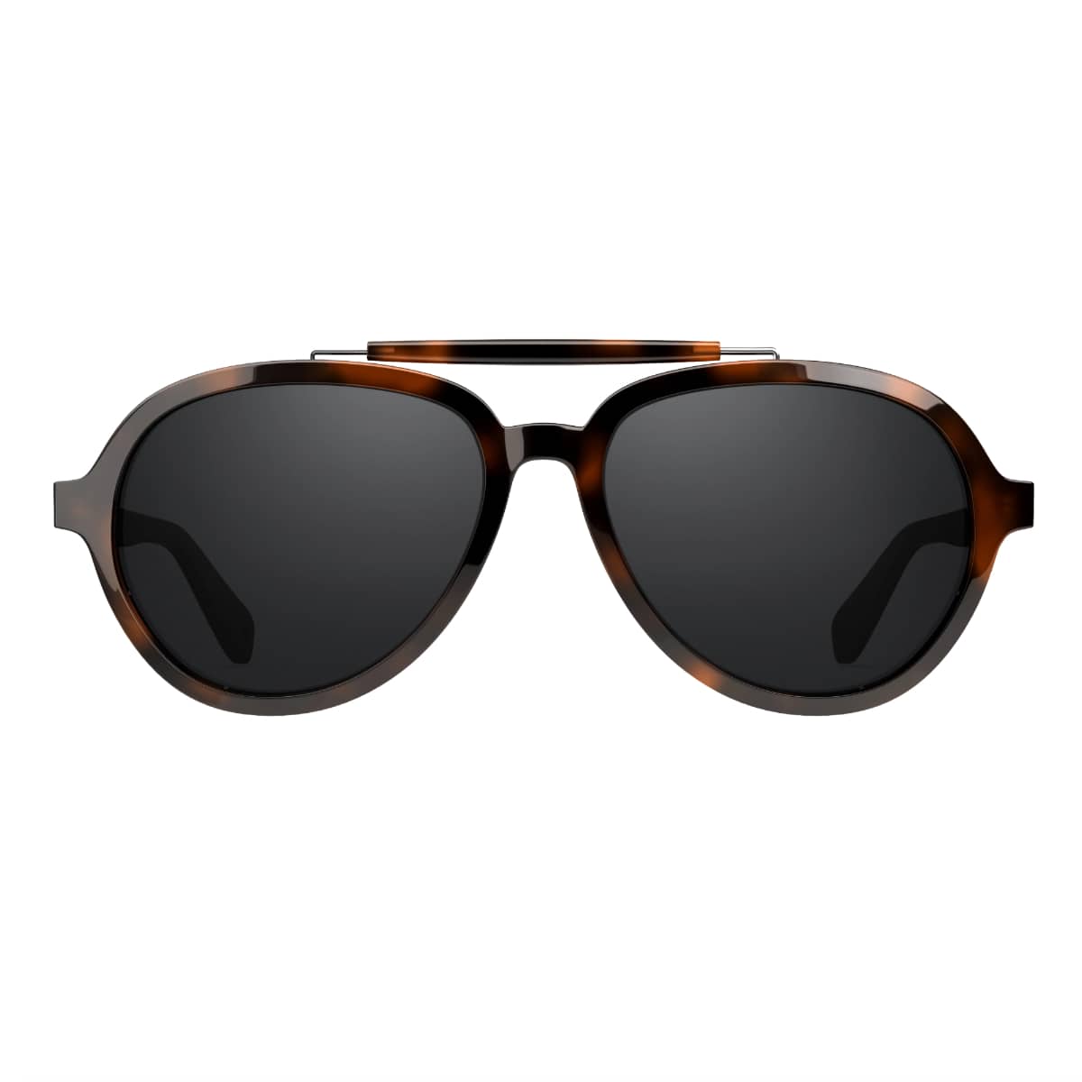 Vallon Brow Bar Aviator Sunglasses with tortoiseshell frame and dark lenses on a white background