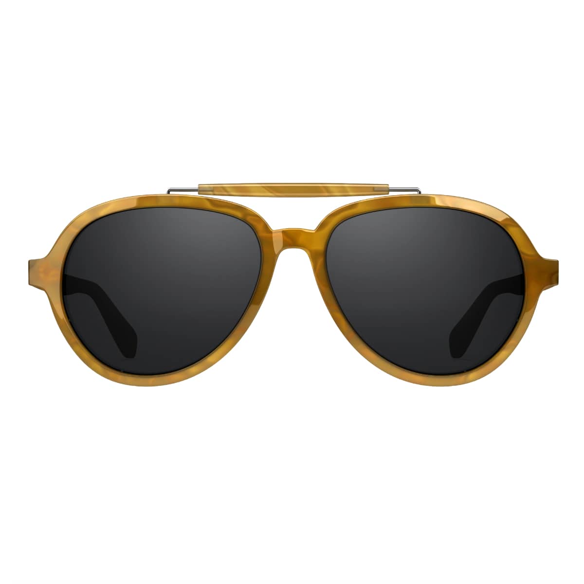 Vallon Elmore Brow Bar Sunglasses with wooden frame and dark lenses on a white background