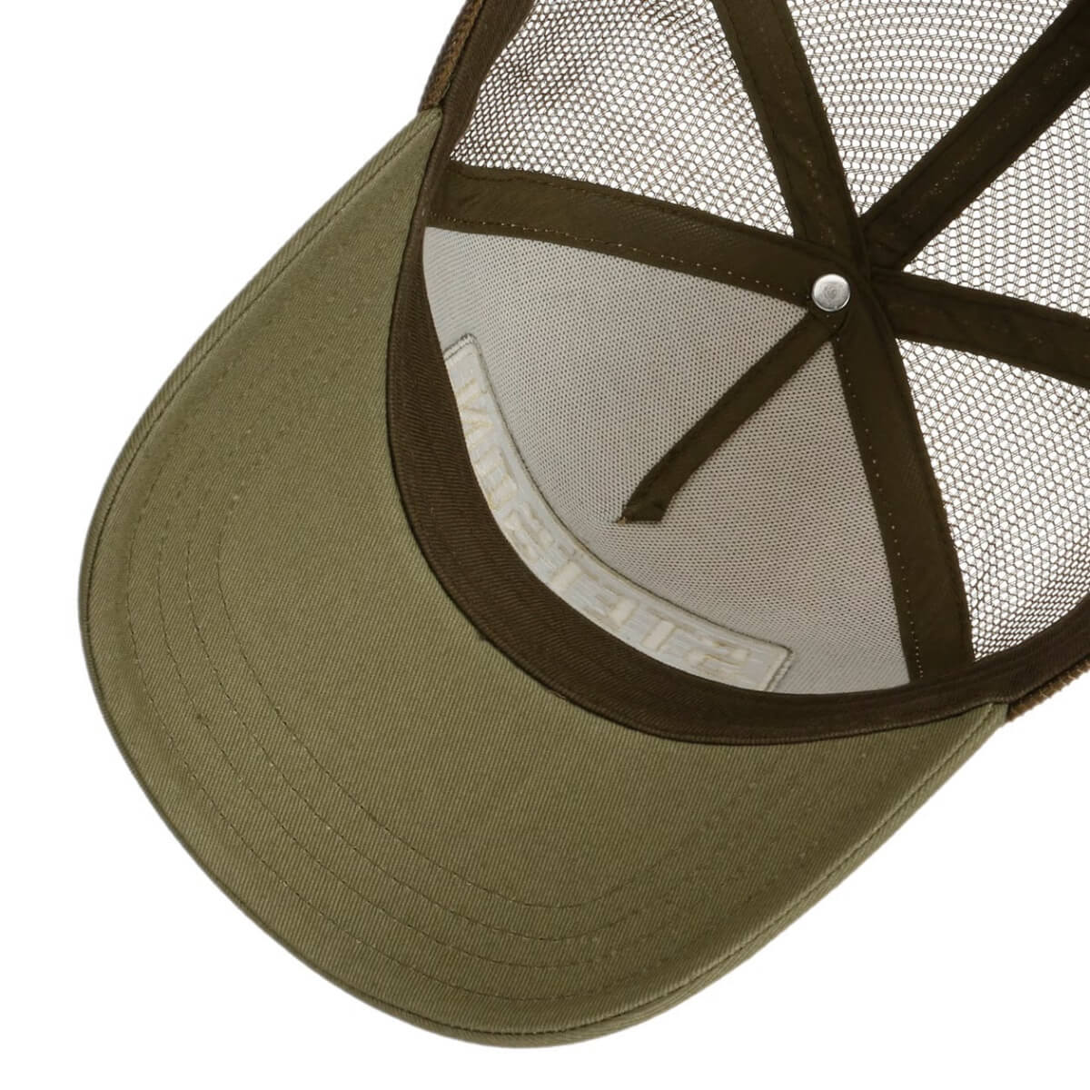 Green cap with mesh back on a white background