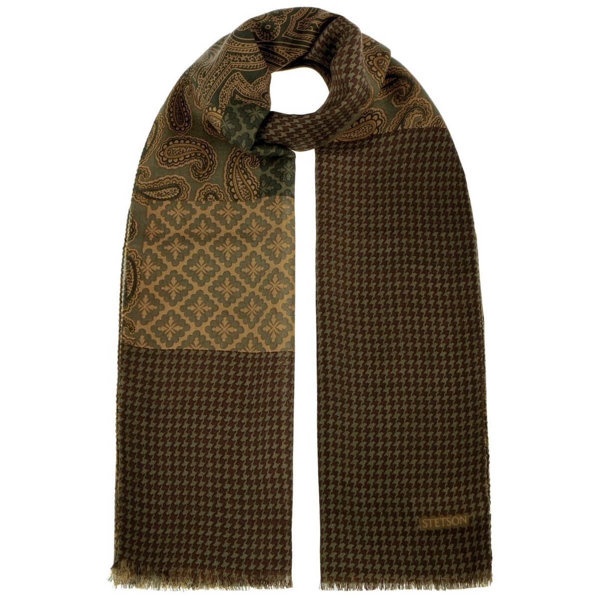 Stetson Houndstooth Paisley Mix Wool Scarf