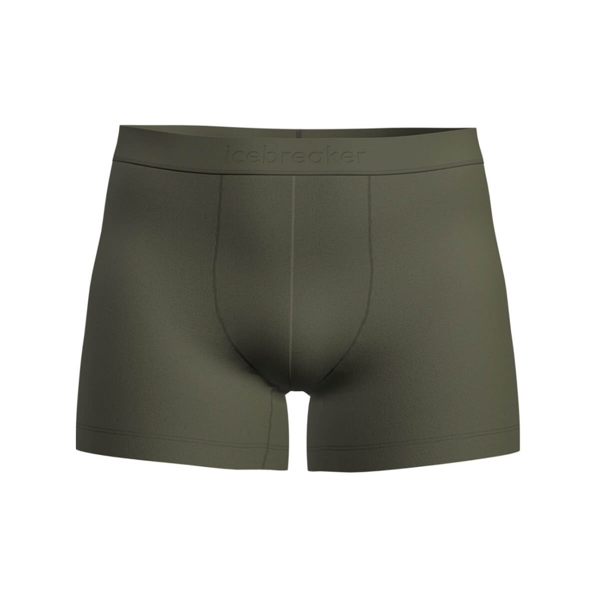 Green boxer briefs with &#39;Icebreaker&#39; branding on a white background