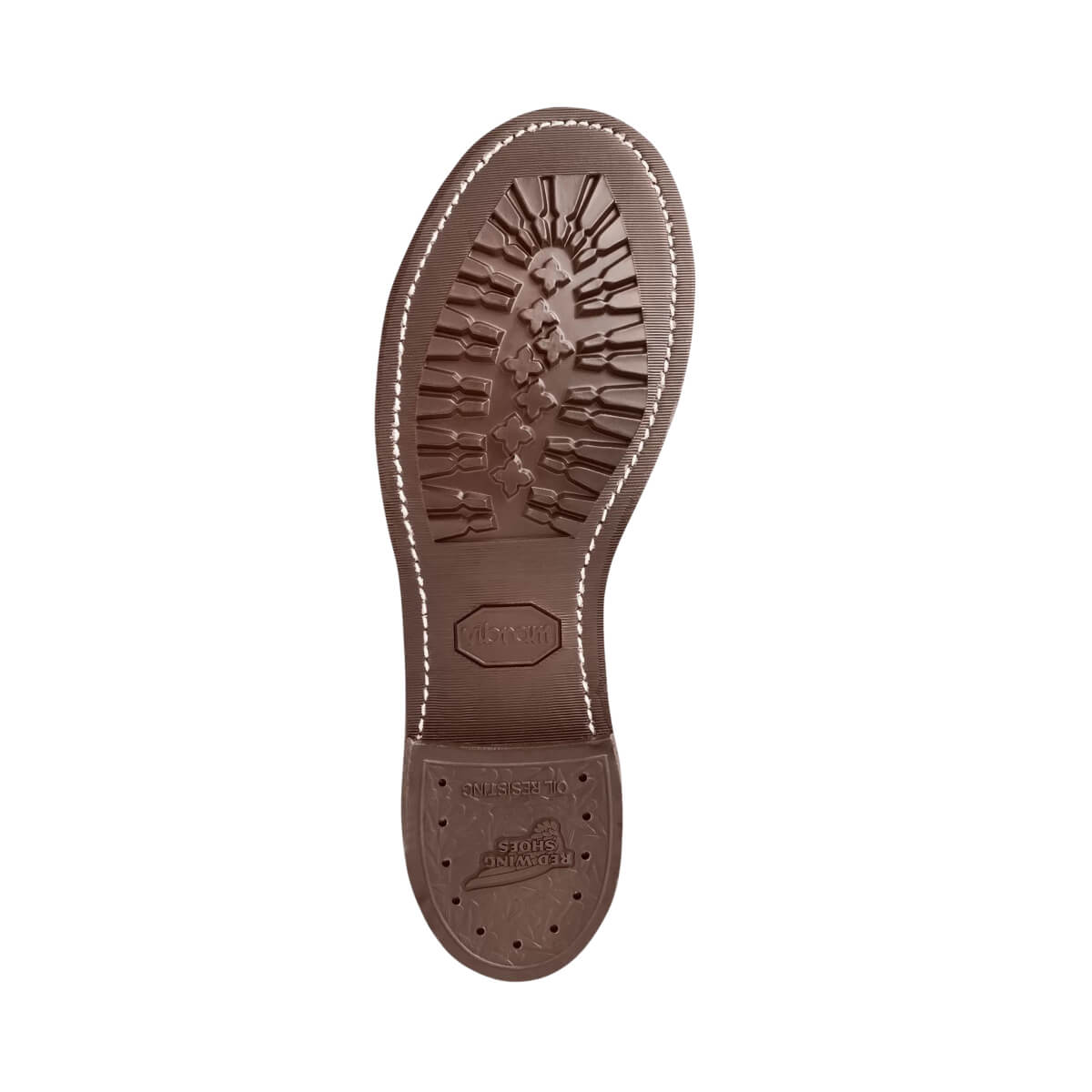Brown leather insole with brand logo on a white background