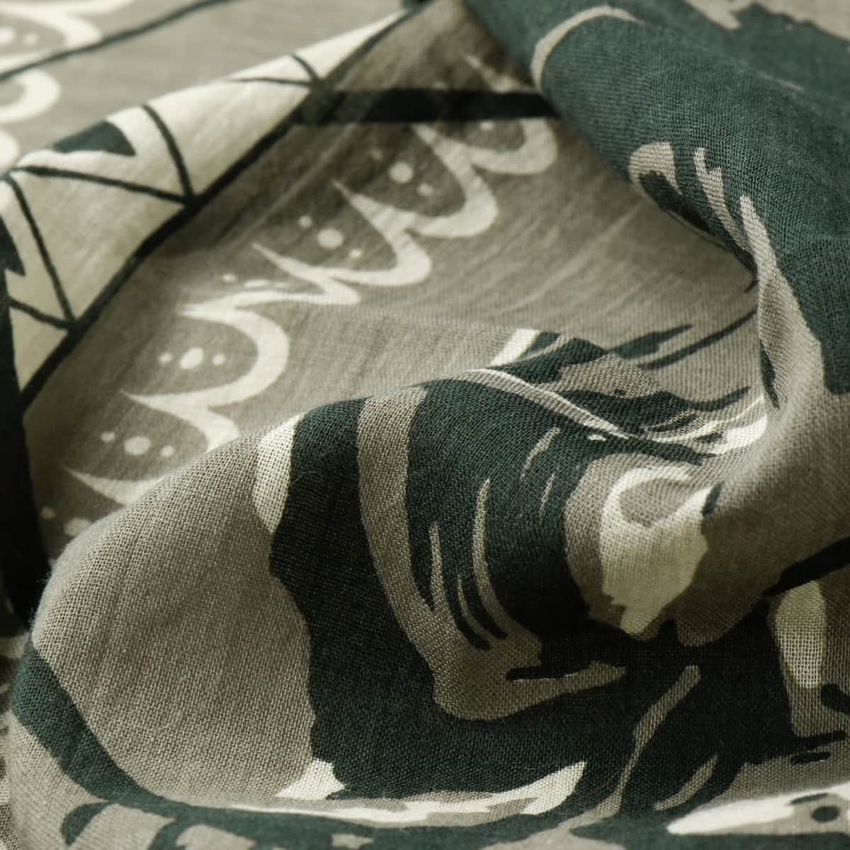 Close-up of patterned Stetson bandana fabric with black, white, and gray design