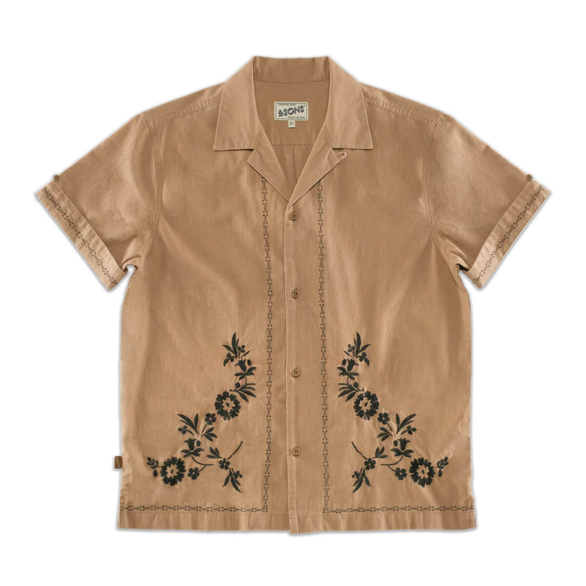 &SONS Luca Embroidered Shirt Tan
