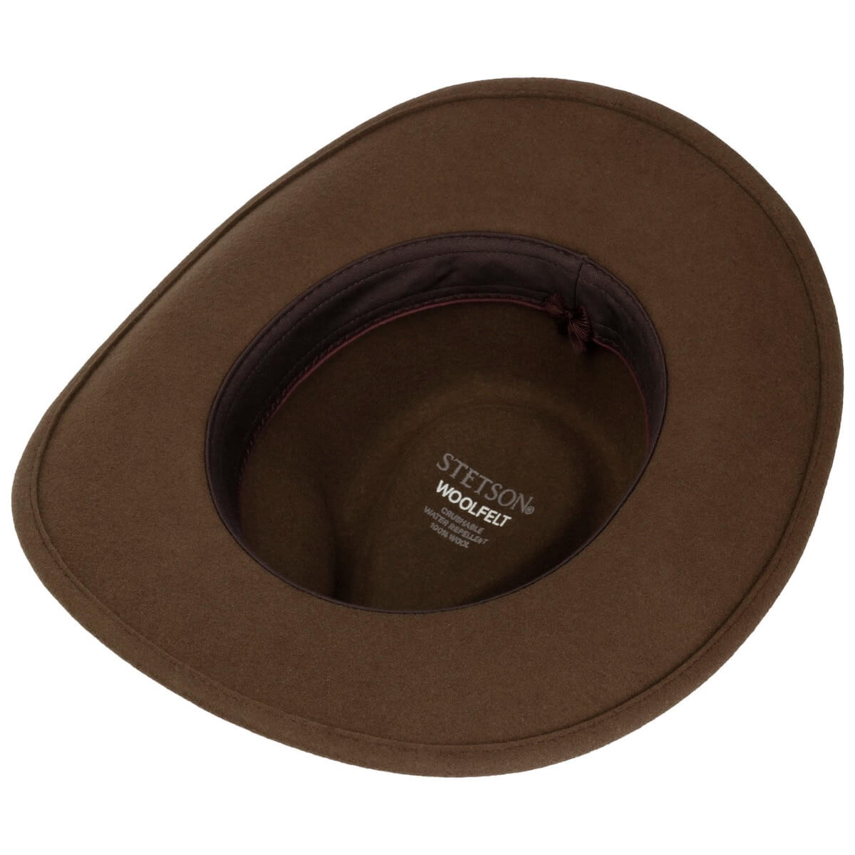 Brown Stetson wool felt hat on a white background