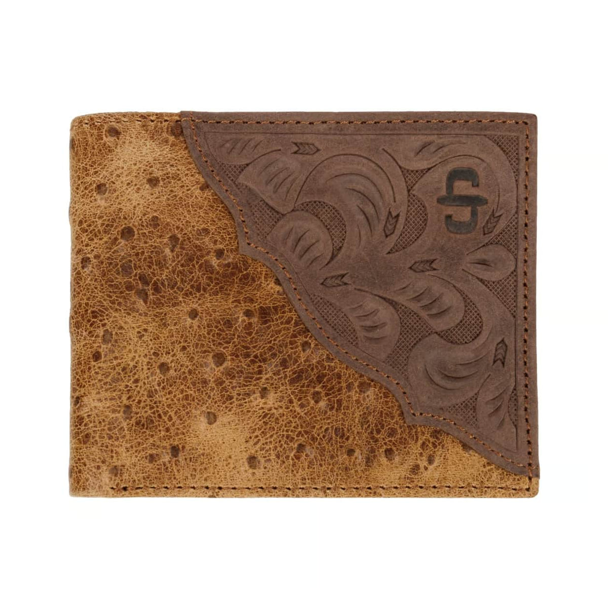 Stetson Ostrich Embossed Leather Bi-Fold Wallet