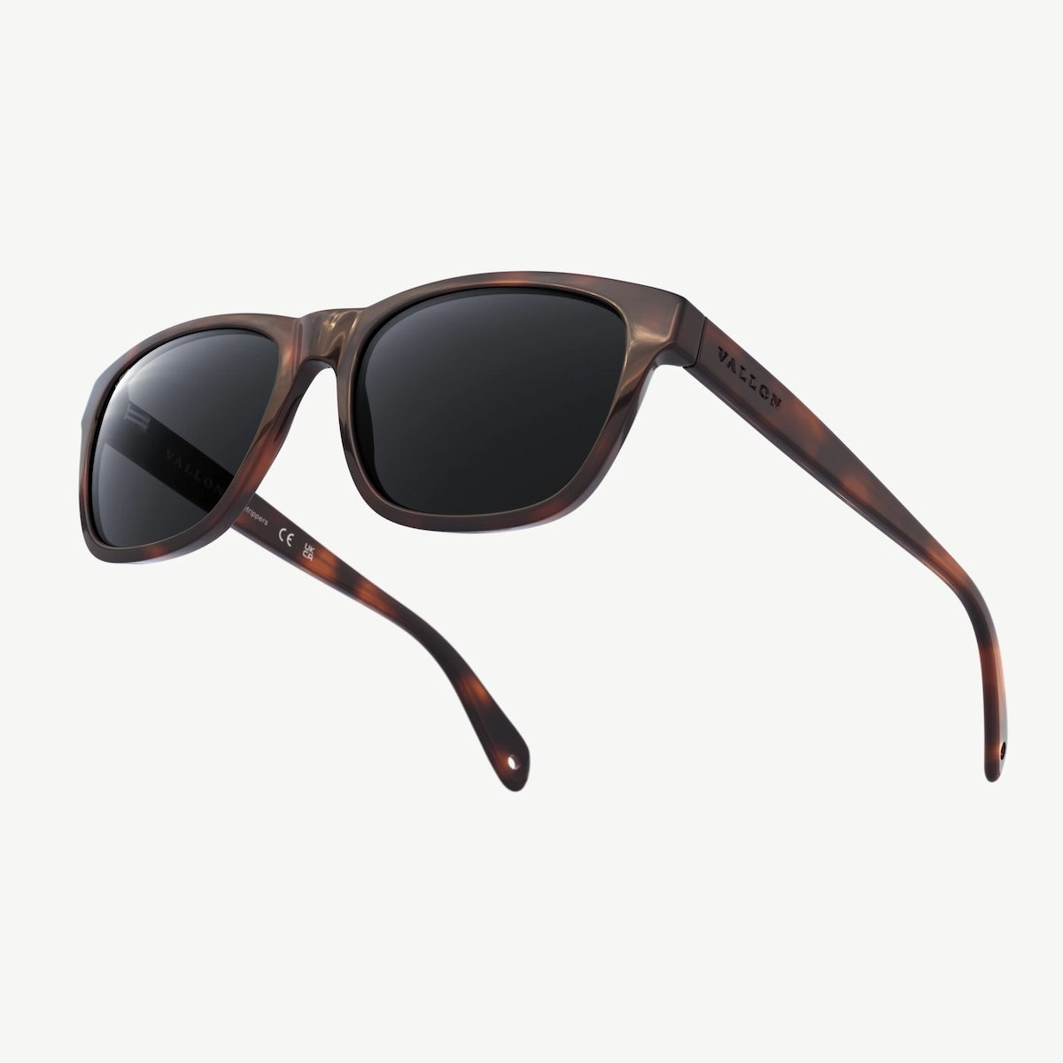 Vallon Sunglasses with tortoiseshell frame and dark lenses on a white background