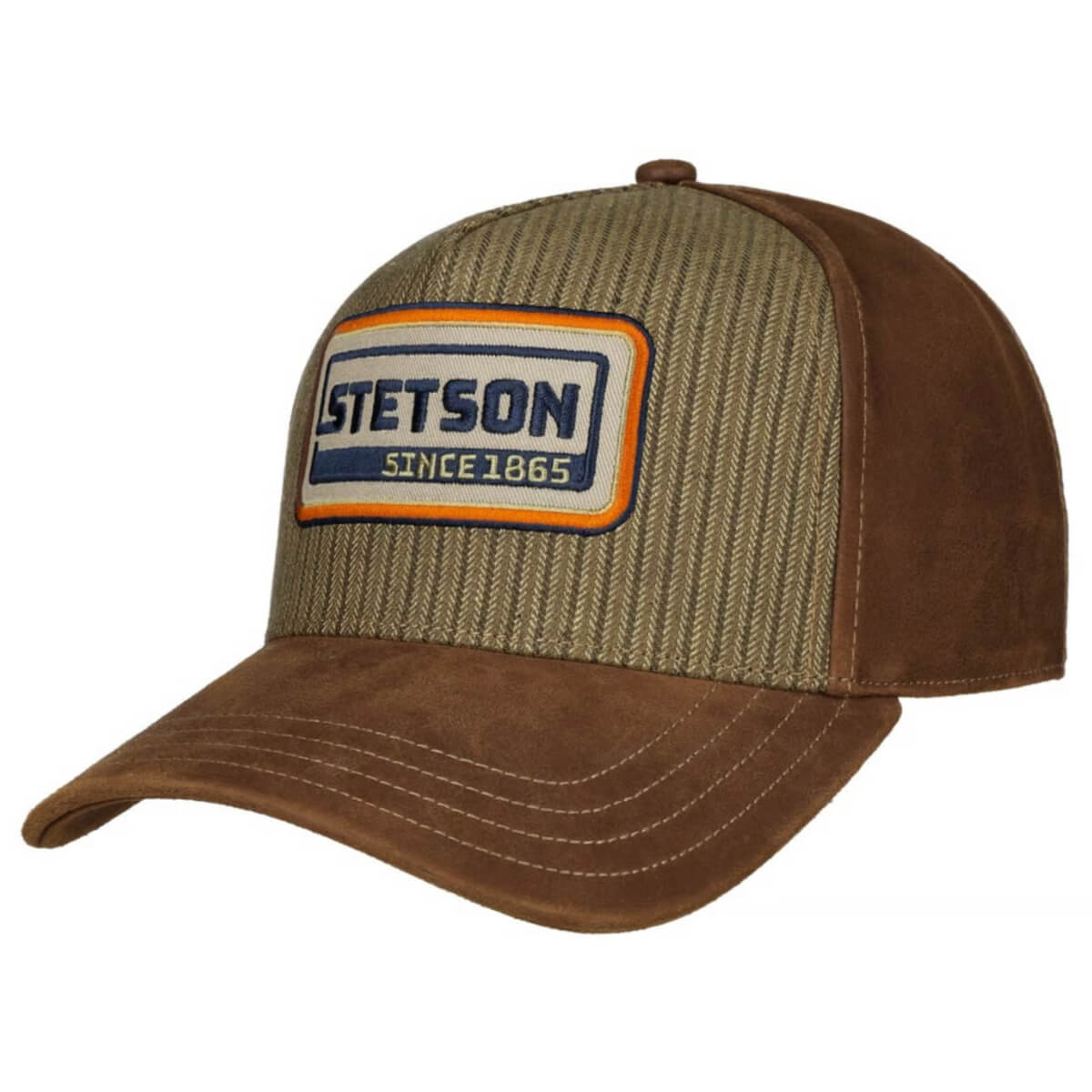 Stetson Retro Stripes Leather Cap