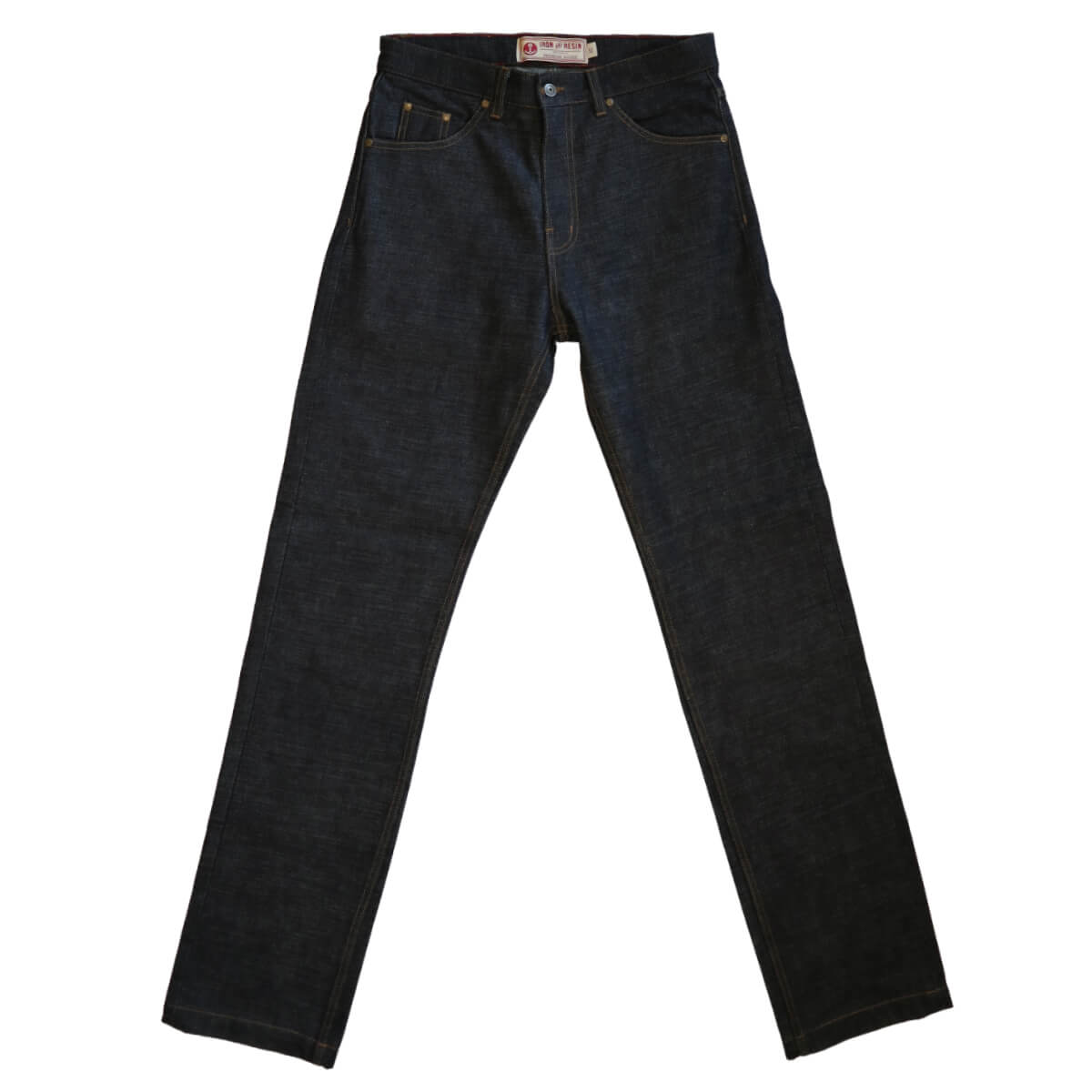 Dark blue jeans on a white background