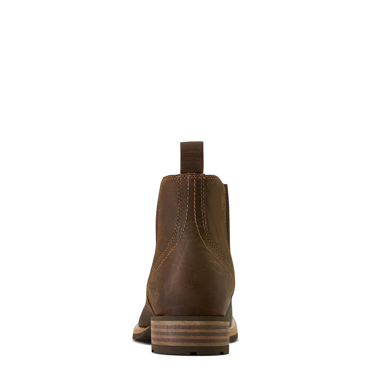 Brown leather boot on a white background