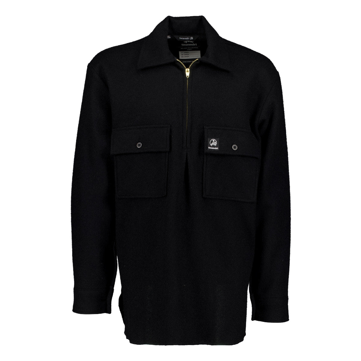 Swanndri Men's Ranger Wool Zip Front Bushshirt | Black Limited Edition