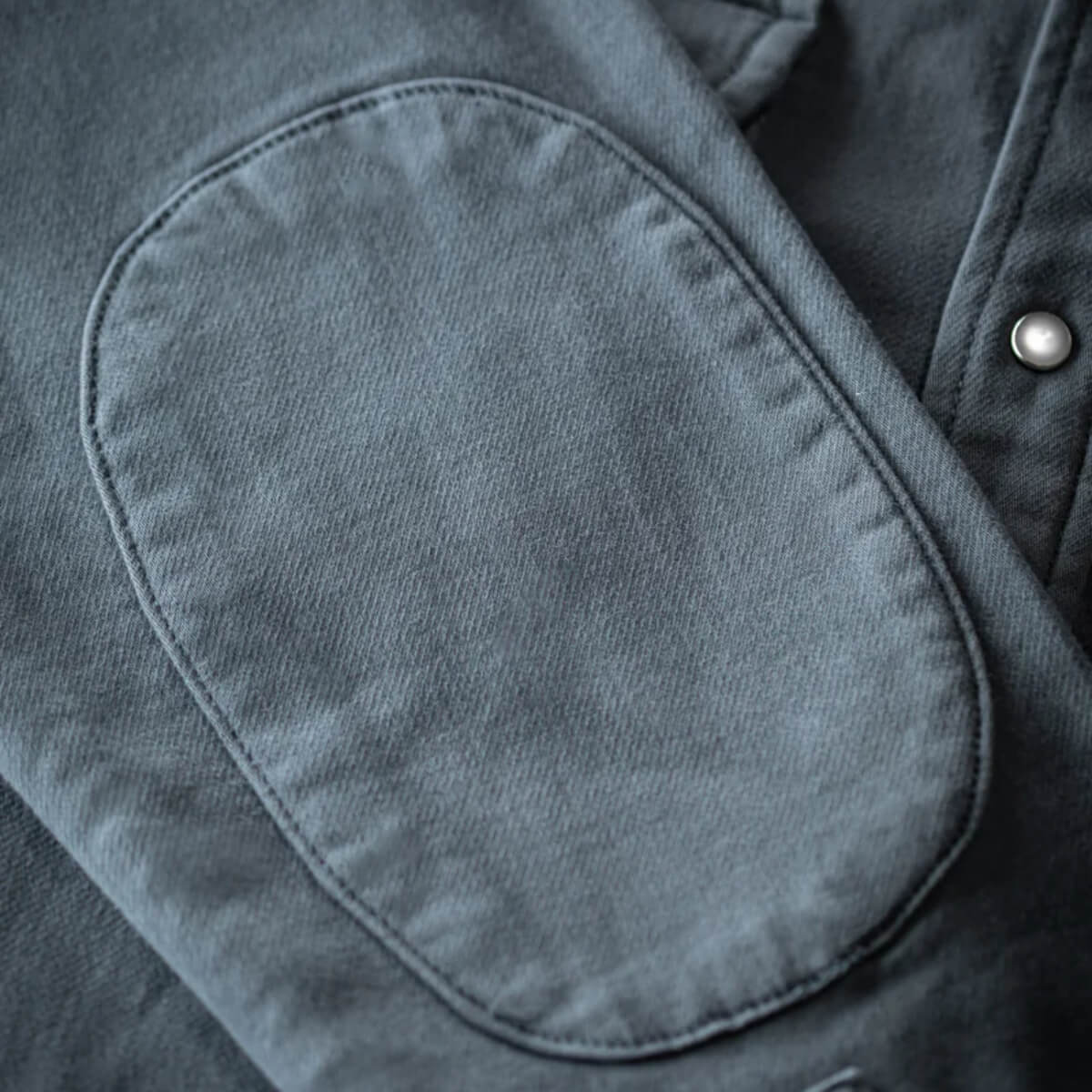 Close-up of a gray denim pocket on a jacket