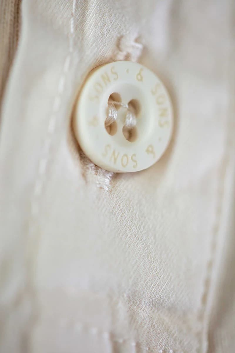 Close-up of a button on a white fabric background