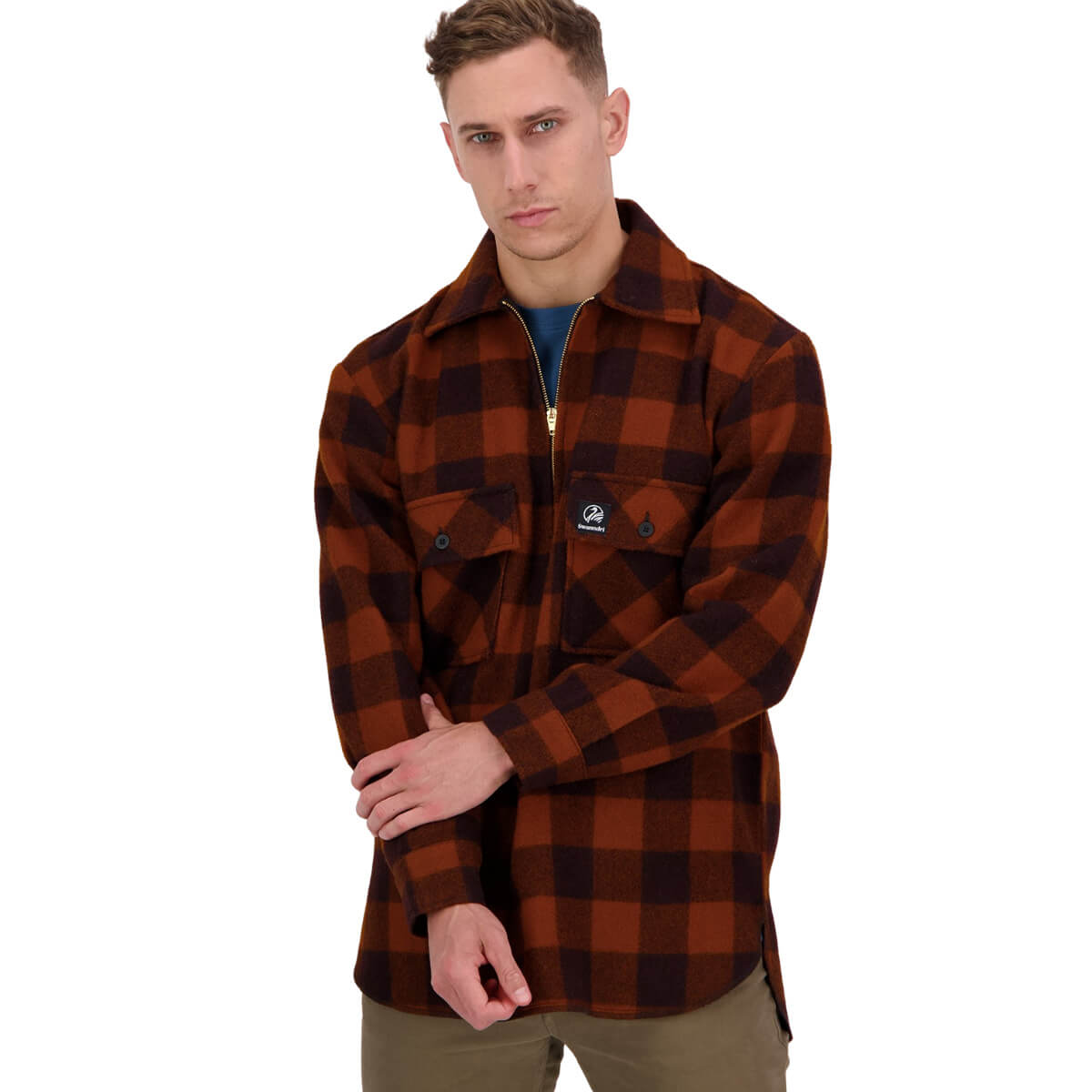 Swanndri Men&#39;s Ranger Wool Zip Front Bushshirt Cedar Check