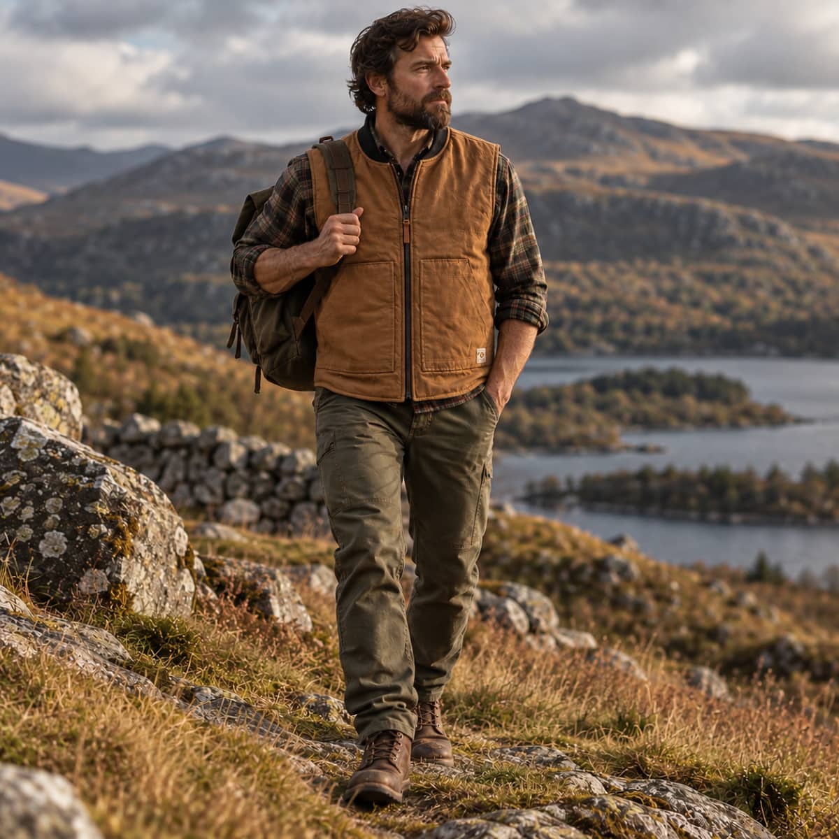 Man wearing Iron and Resin Work Vest