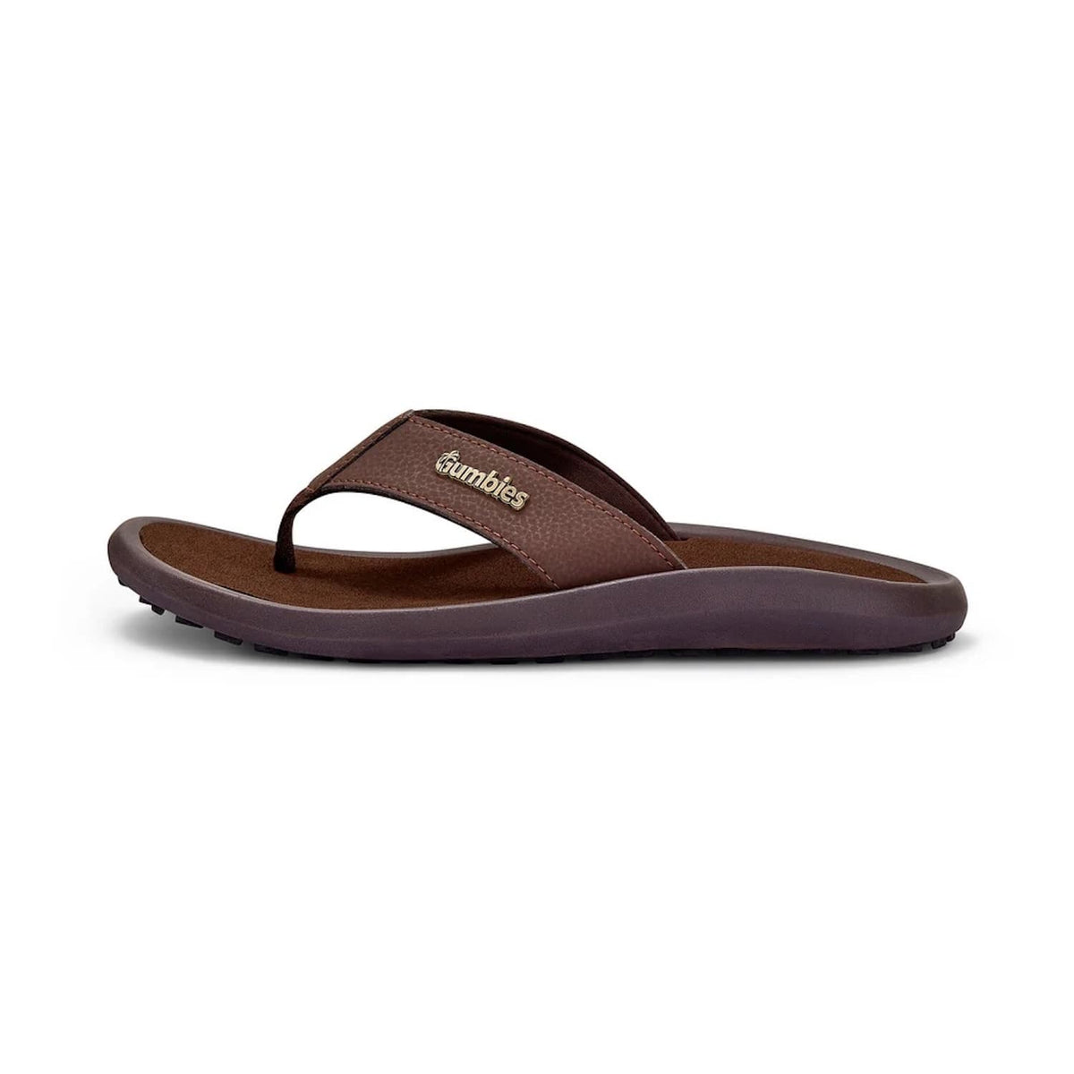 Brown Gumbies flip flop on a white background