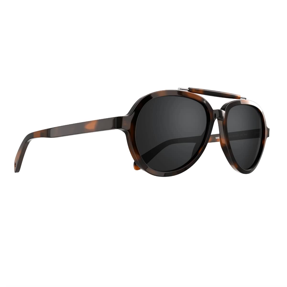 Vallon Brow Bar Aviator Sunglasses  with tortoiseshell frame and dark lenses on a white background