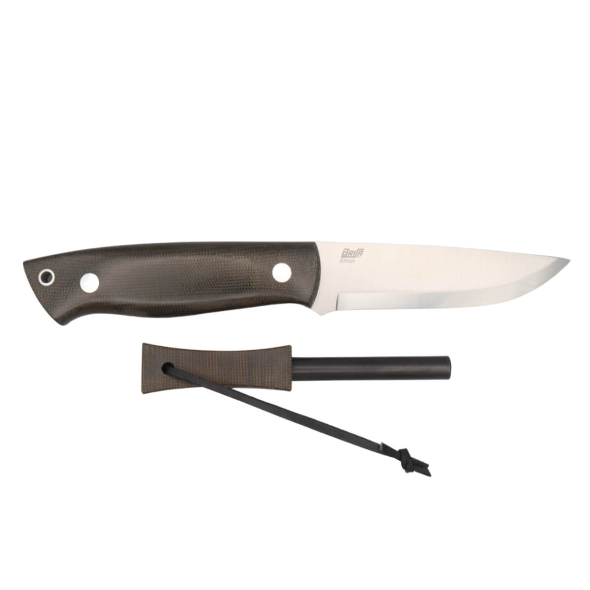 Brisa Trapper 95 Bushcraft Knife Elmax Scandi Blade Natural Linen Micarta Handle