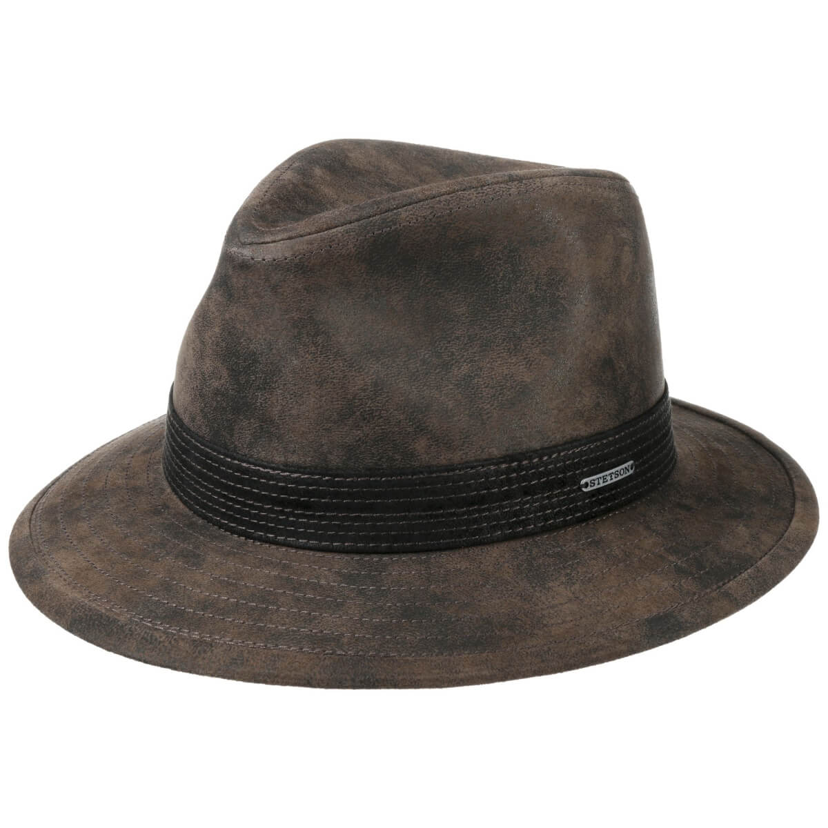 Stetson Jacky Pigskin Traveller Leather Hat Brown