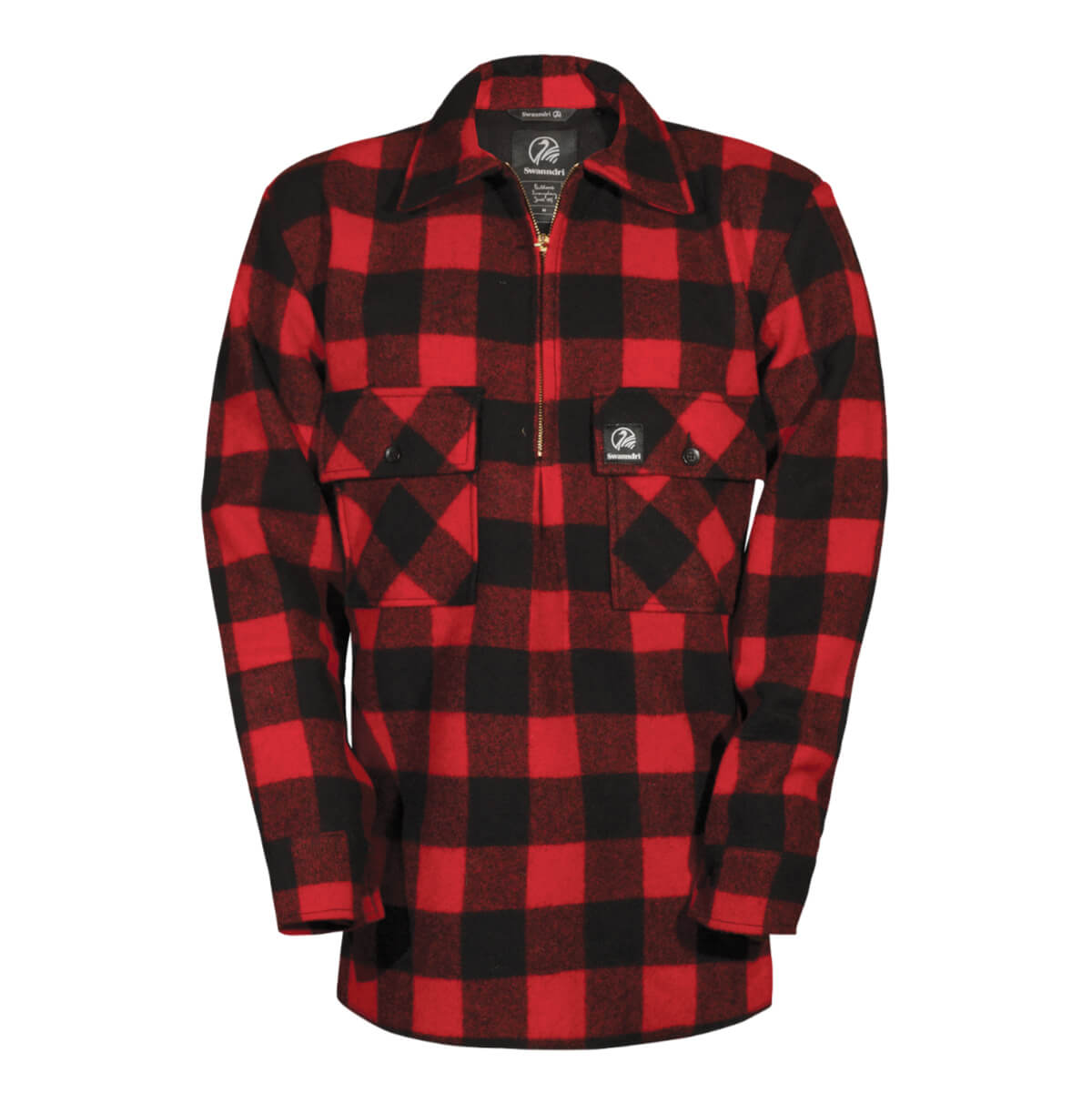 Swanndri Men's Ranger Wool Zip Front Bushshirt Red and Black Check